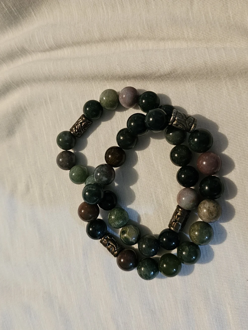 Natural Green Mixed Stone Beaded Bracelet - Unbranded
